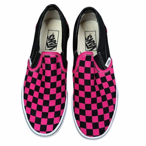 NWOT Vans Pink & Black Checkerboard Unisex Slip-On Skate Shoe - Size 8.5 - Picture 10 of 16